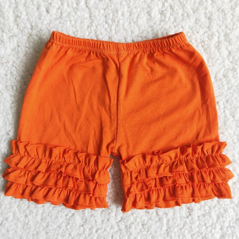 girl orange ruffles shorts pants