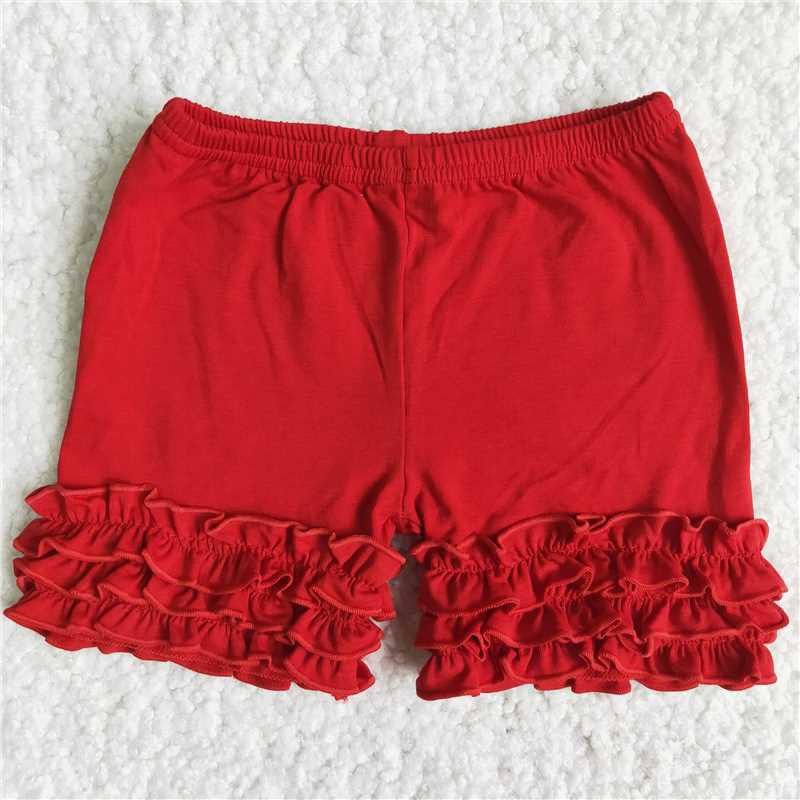 girl red ruffles shorts pants