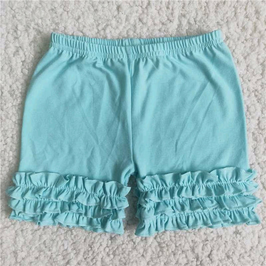 girl sky blue ruffles shorts pants