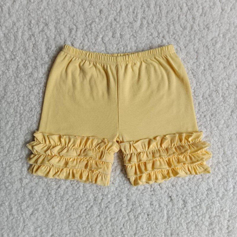 girl yellow ruffles shorts pants