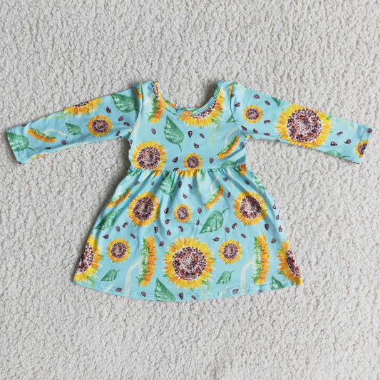 Promotion casual sunflower blue long sleeve dress