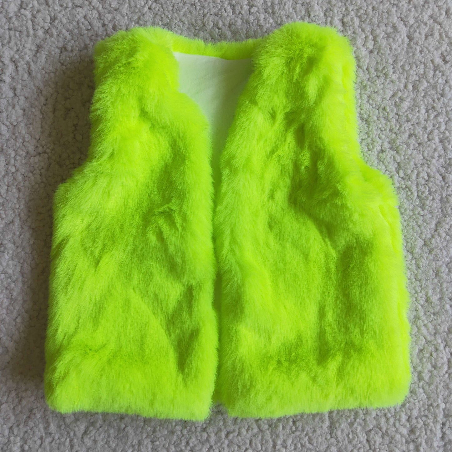 Fluorescent green plush vest