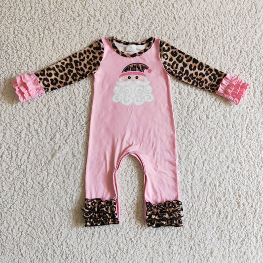 christmas Santa pink long sleeve girl romper 1024 RTS