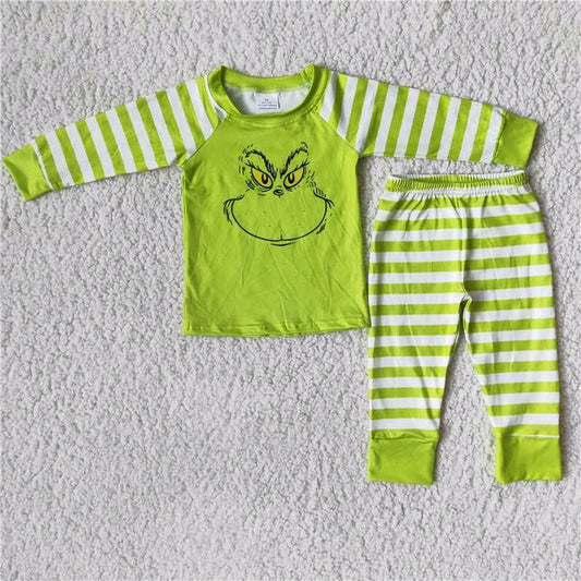 Green Cartoon  long sleeve  pajamas Outfits 0831 RTS