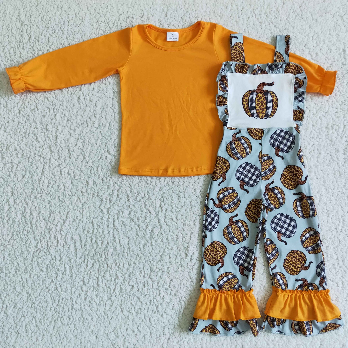 RTS cartoon pumkin long sleeve long pants  girl overall outfits 0920