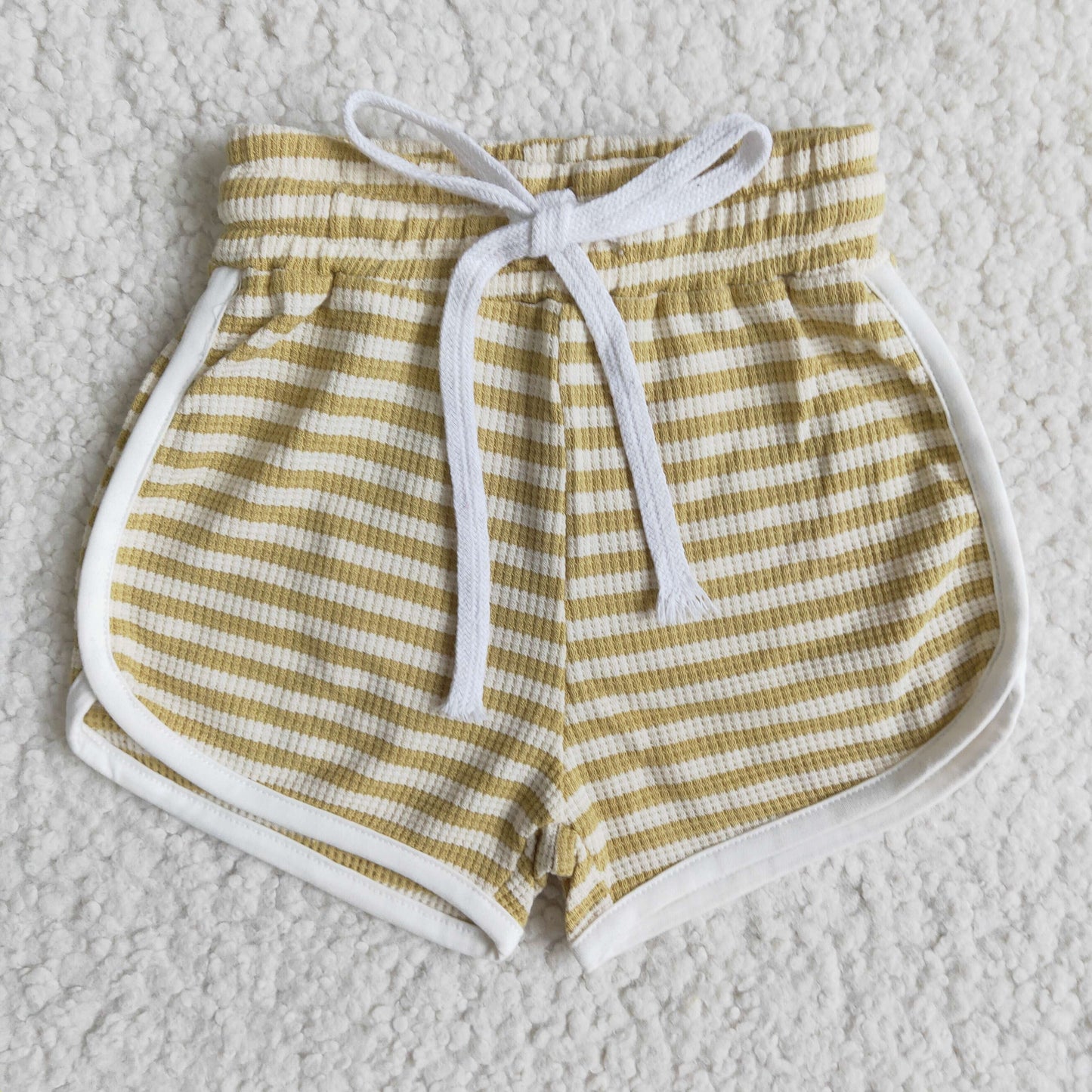 green stripe girls cotton sports shorts 0124