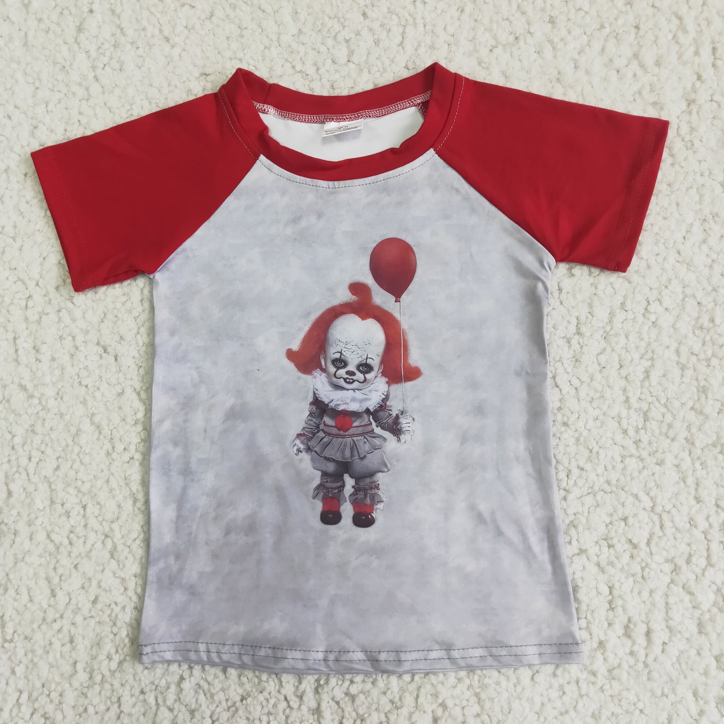 halloween boy ghost red raglan short sleeve top