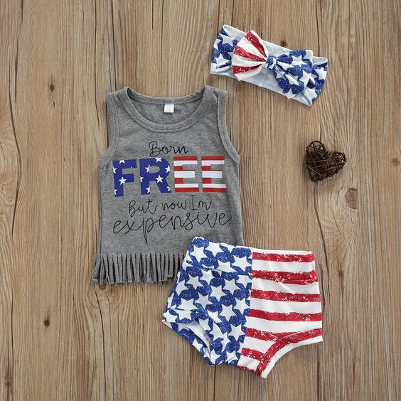 preorder free gray top star red white stripe short sleeves bummies shorts girl outfits 0405