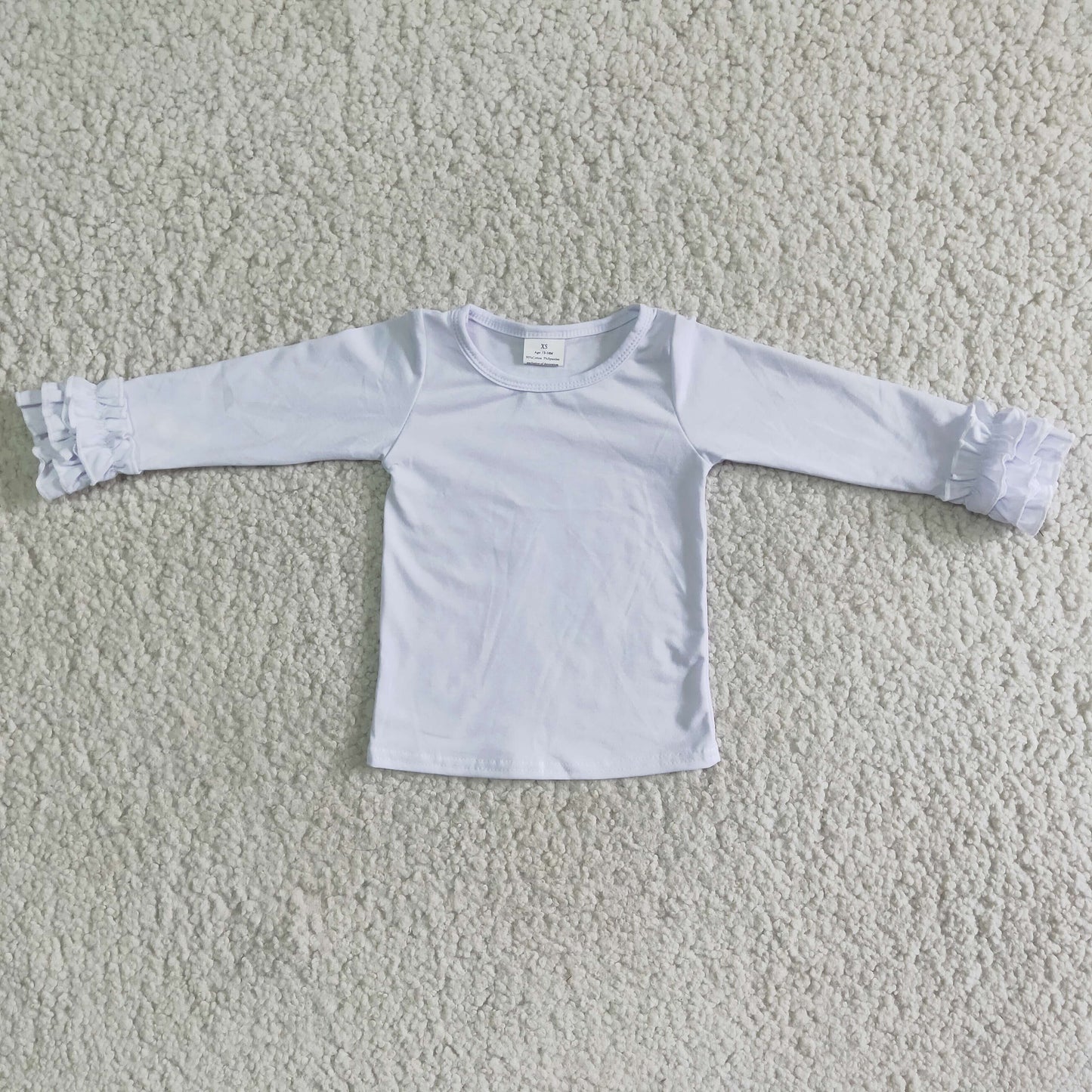 Girl white ruffle long sleeve top