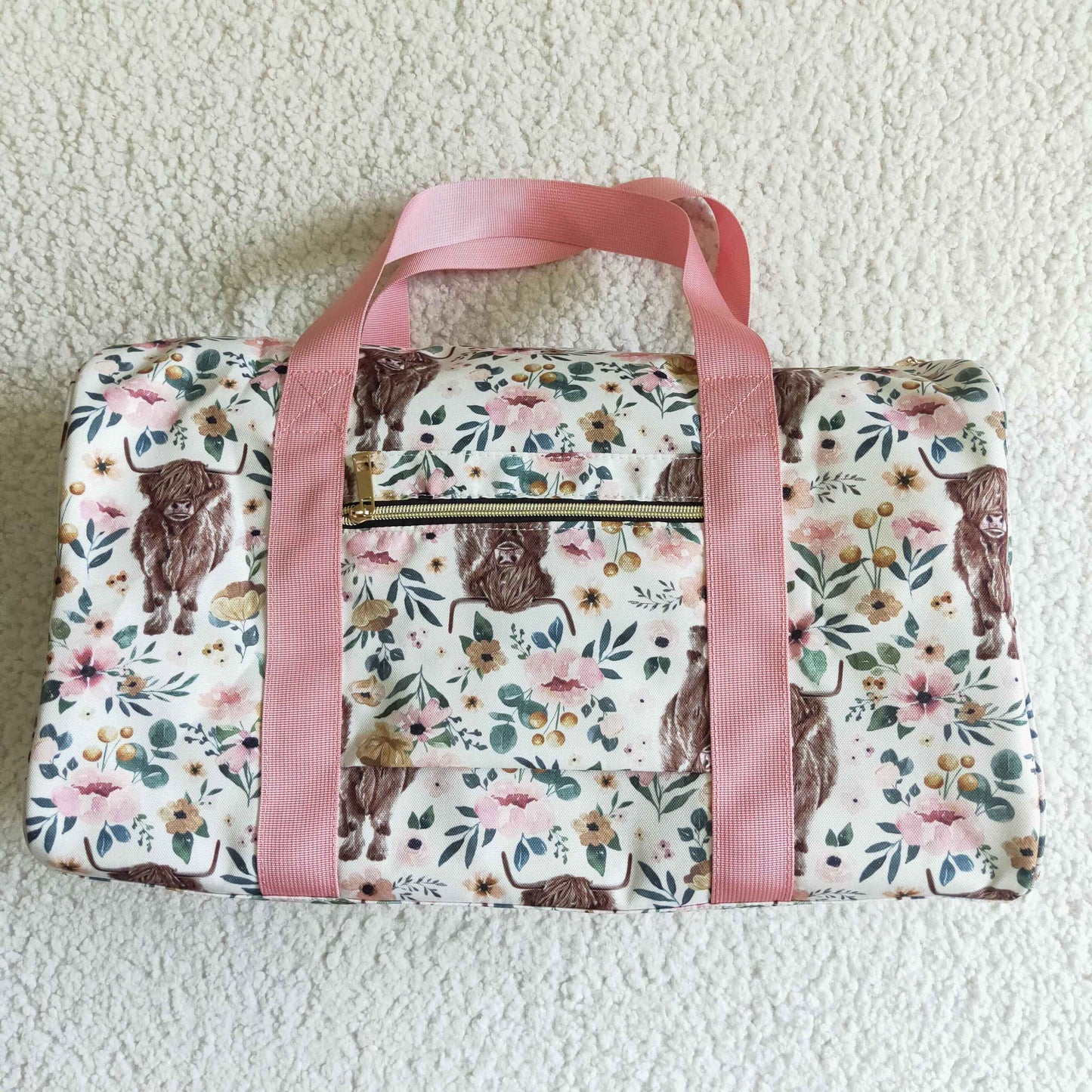 BA0008 RTS 18.5*11.2*7.9 inches hold-all bag pink cow floral  Free shipping order $100+