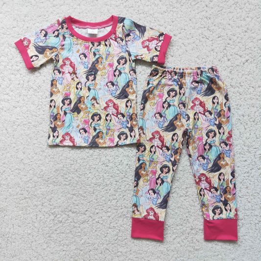 promotion  D2-2 Girl princess cartoon print short sleeve pajamas outfits