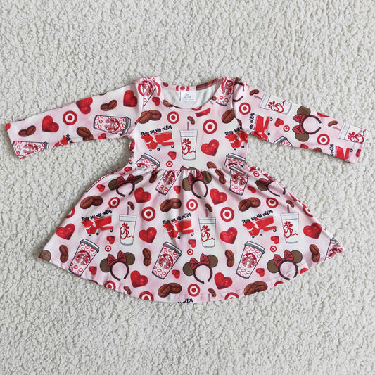 promotion 6 B5-14- valentine cartoon mouse red tunic love cup long sleeve dress