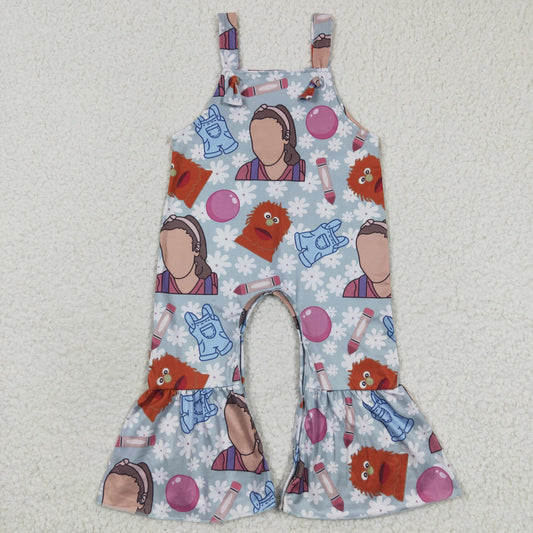 SR0348 Cartoon Mr rachel face back to school short  sleeve girl jumpsuit overall  20230418 RTS