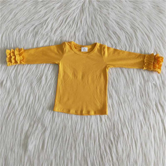 Girl yellow ruffle long sleeve top