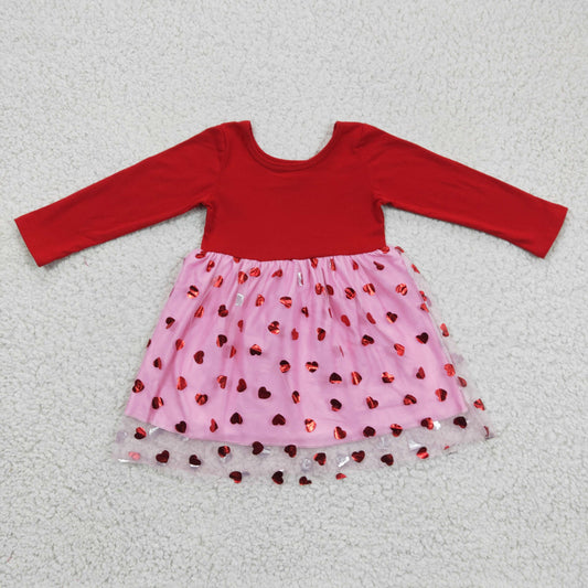 valentine long sleeve red love tulle gauze girl dress GLD0171 20230103 RTS