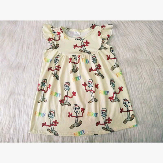 promotion C5-13 cartoon light yellow puffy sleeveless dress