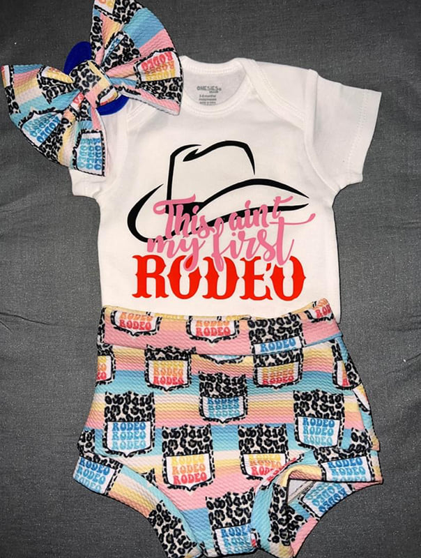 GBO0023 RTS this is my first rodeo summer girl clothes set short sleeve bummies set