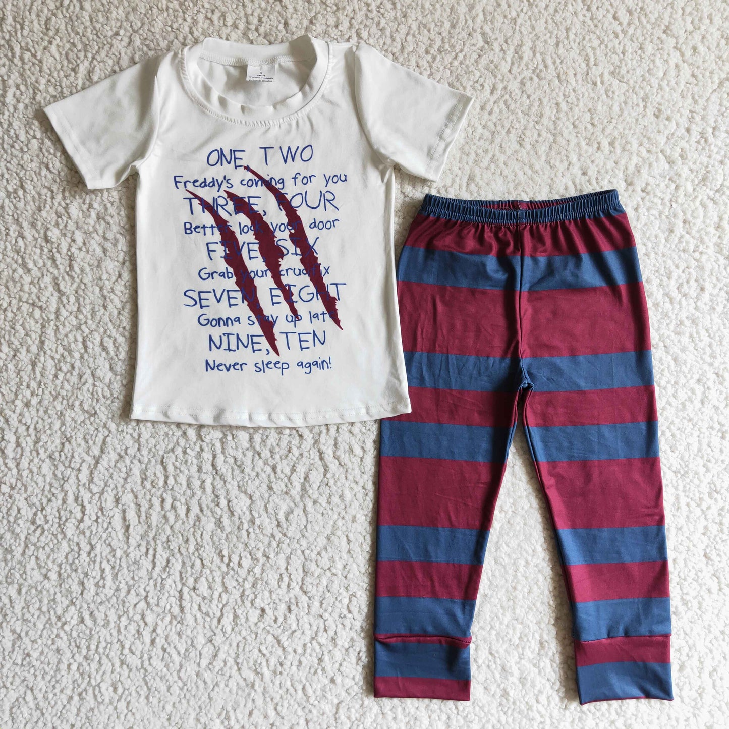 Promotion 202410 RTS  halloween boy letters white stripes short sleeve pants outfits
