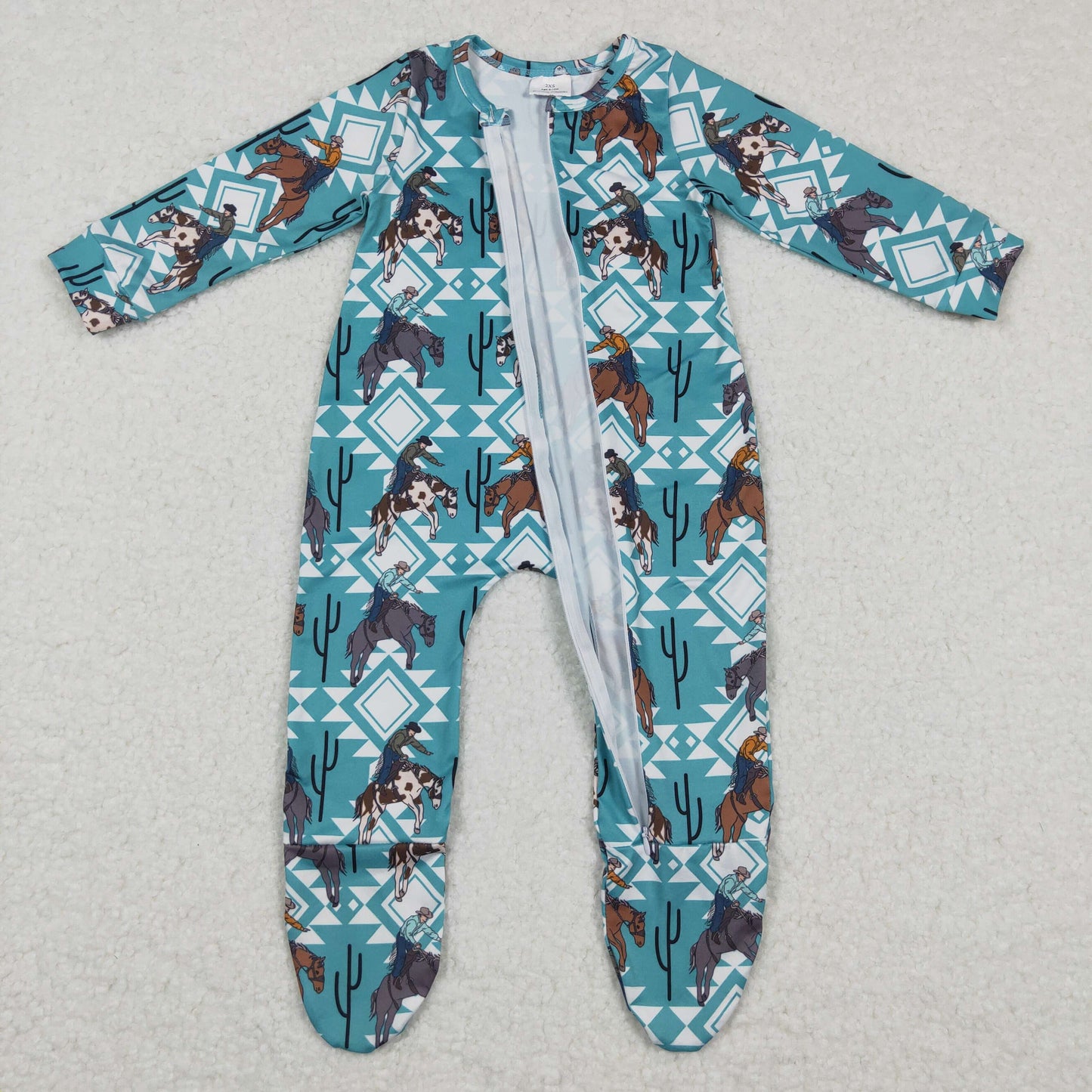 LR0248 western hunting horse cow boy long sleeve kids sleep romper RTS 1126