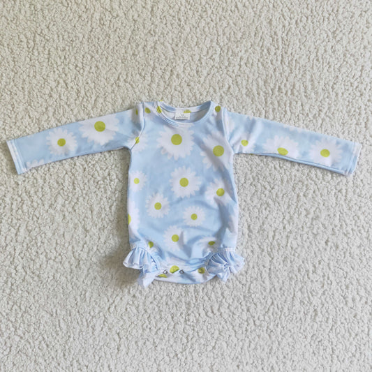 LR0002 RTS blue yellow Daisy sunflower girl swimwear swimsuit 0609