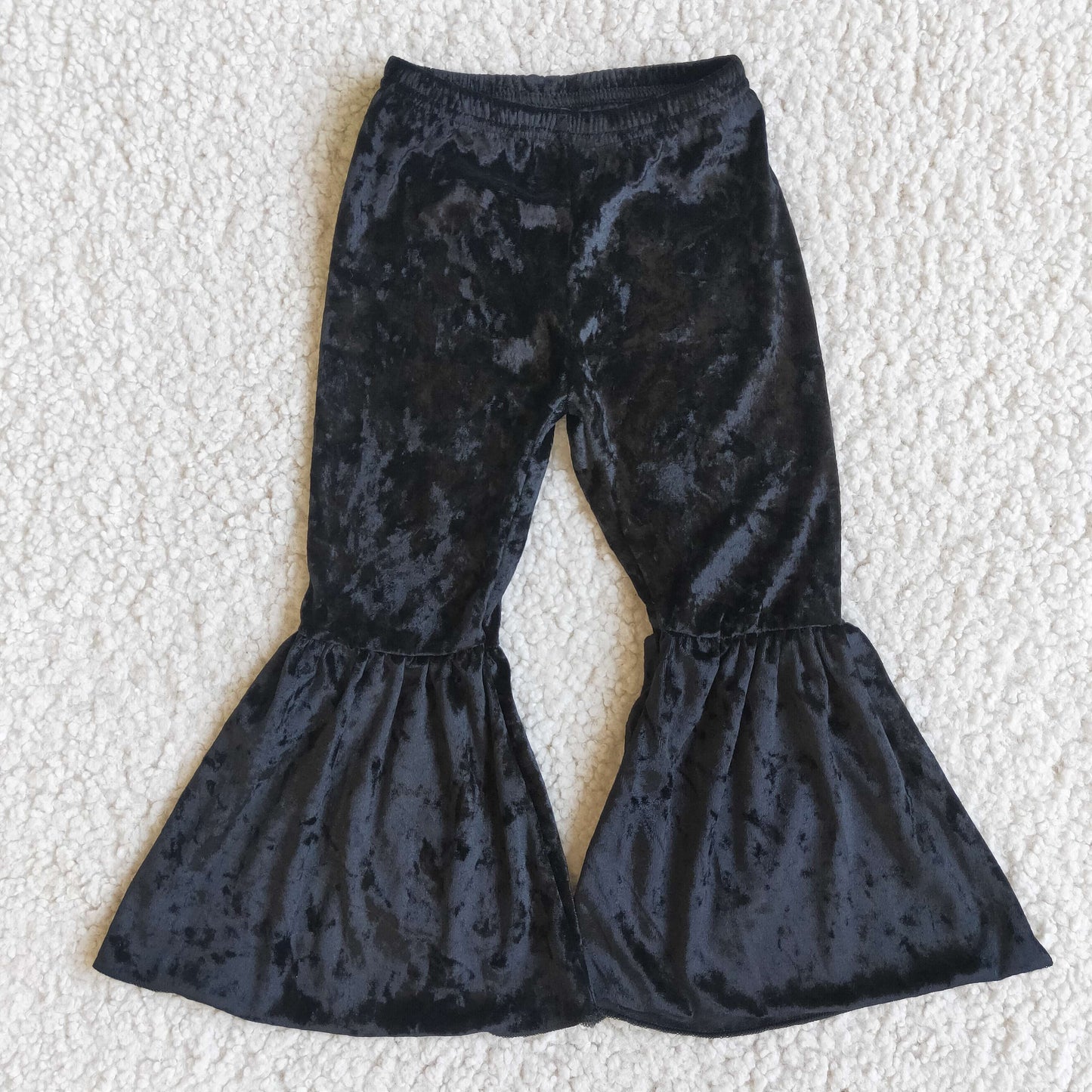 girl black bell bottom velvet pants 0726 RTS