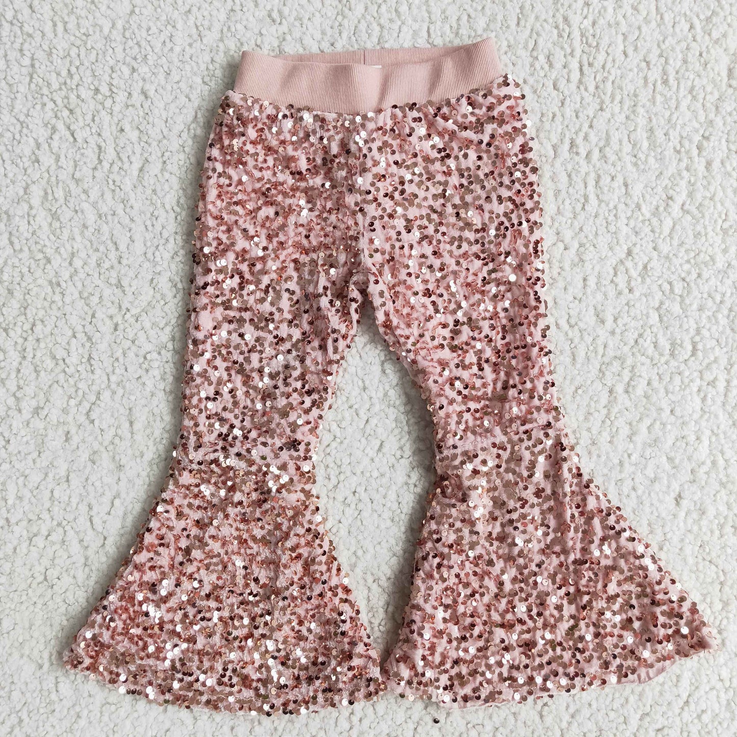 girl bell bottom pink sequin long pants