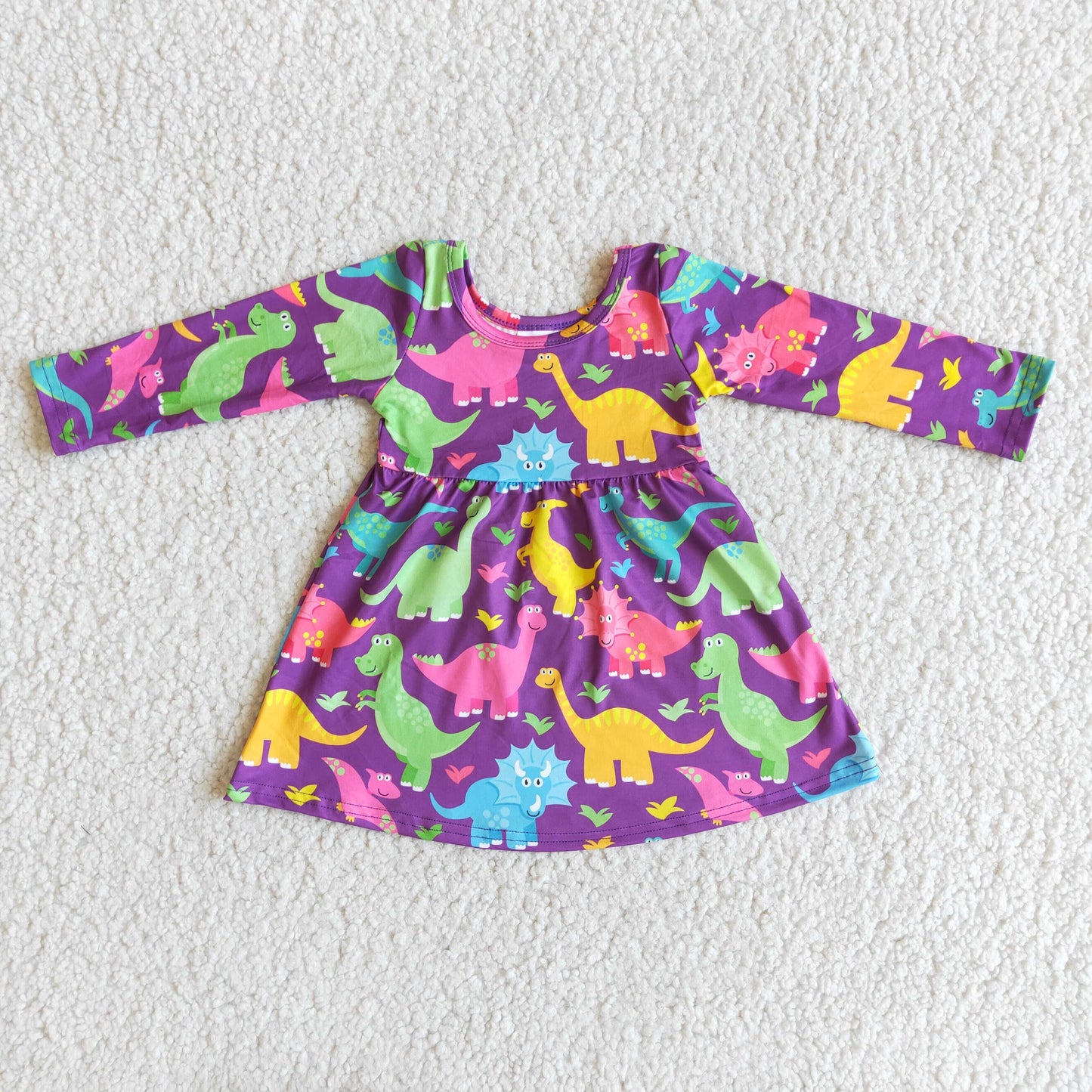 Promotion 6 A3-4 cartoon dinosaur purple long sleeve dress 20231214 RTS