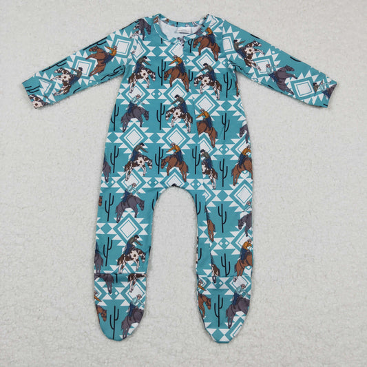 LR0248 western hunting horse cow boy long sleeve kids sleep romper RTS 1126
