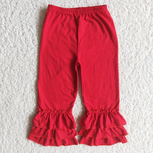 girl red ruffles long pants