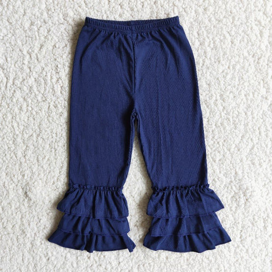 girl navy ruffles long pants