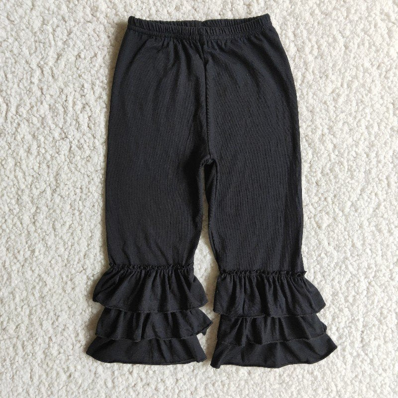 girl black ruffles long pants