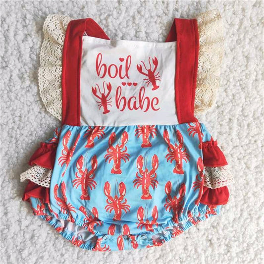 C15-27 boil babe Crawfish red short sleeve girl romper 20230106 RTS