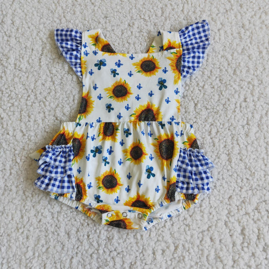 sunflower puffy sleeve short sleeve romper