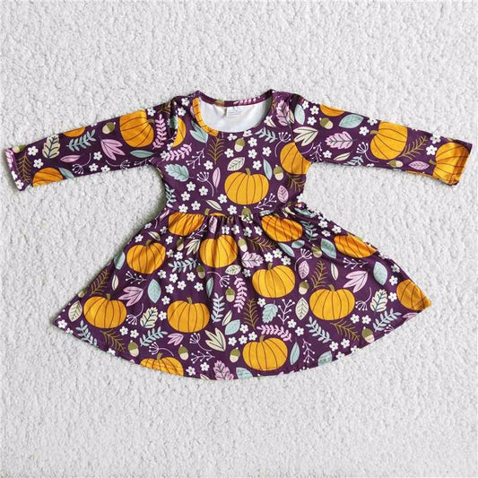 promotion 6 A12-14 purple pumpkin tunic long sleeve dress 202408