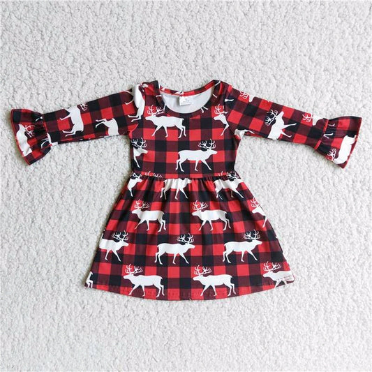 promotion 6 B2-21 Christmas elk red long sleeve girl dress 20230623 RTS