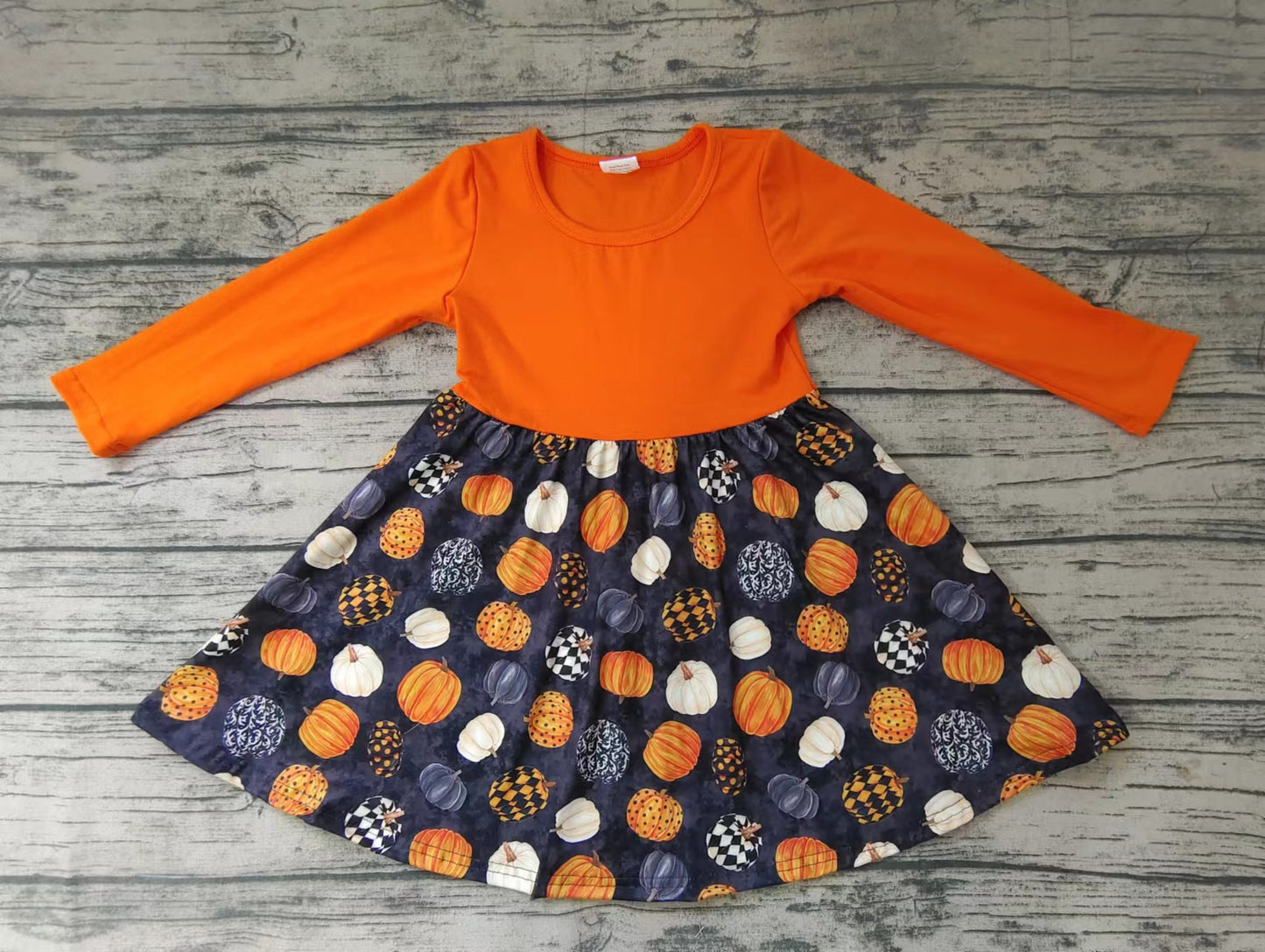 202410 Promotion GLD0011 RTS new  black long sleeve orange pumpkin girl gauze dress helloween 202410