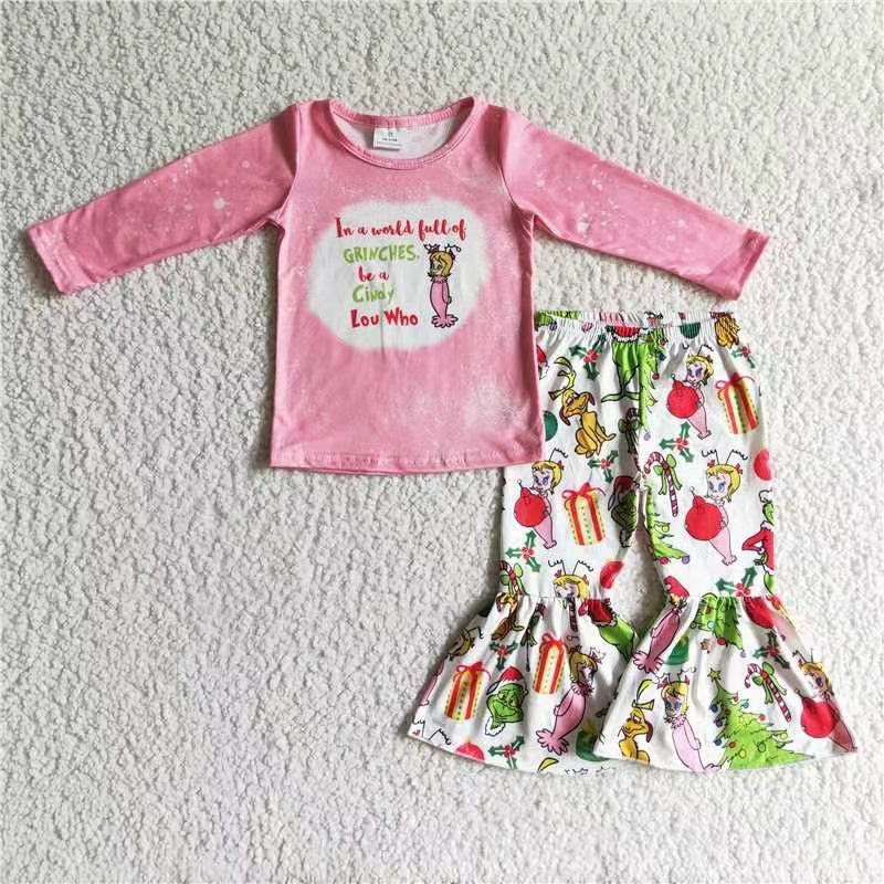 GLP0208 green grin cindy pink long sleeve long pants girl outfit  RTS 1031