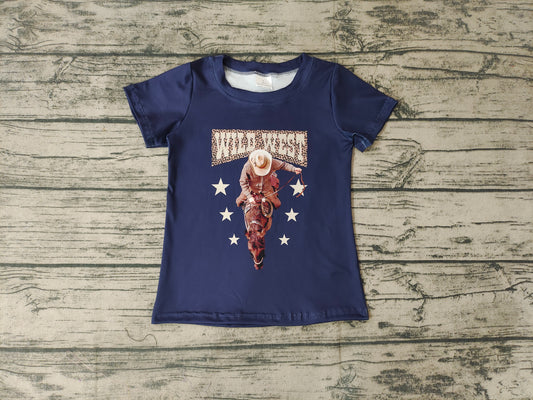 preorder rodeo blue short sleeve boy wild western top tee 20230214