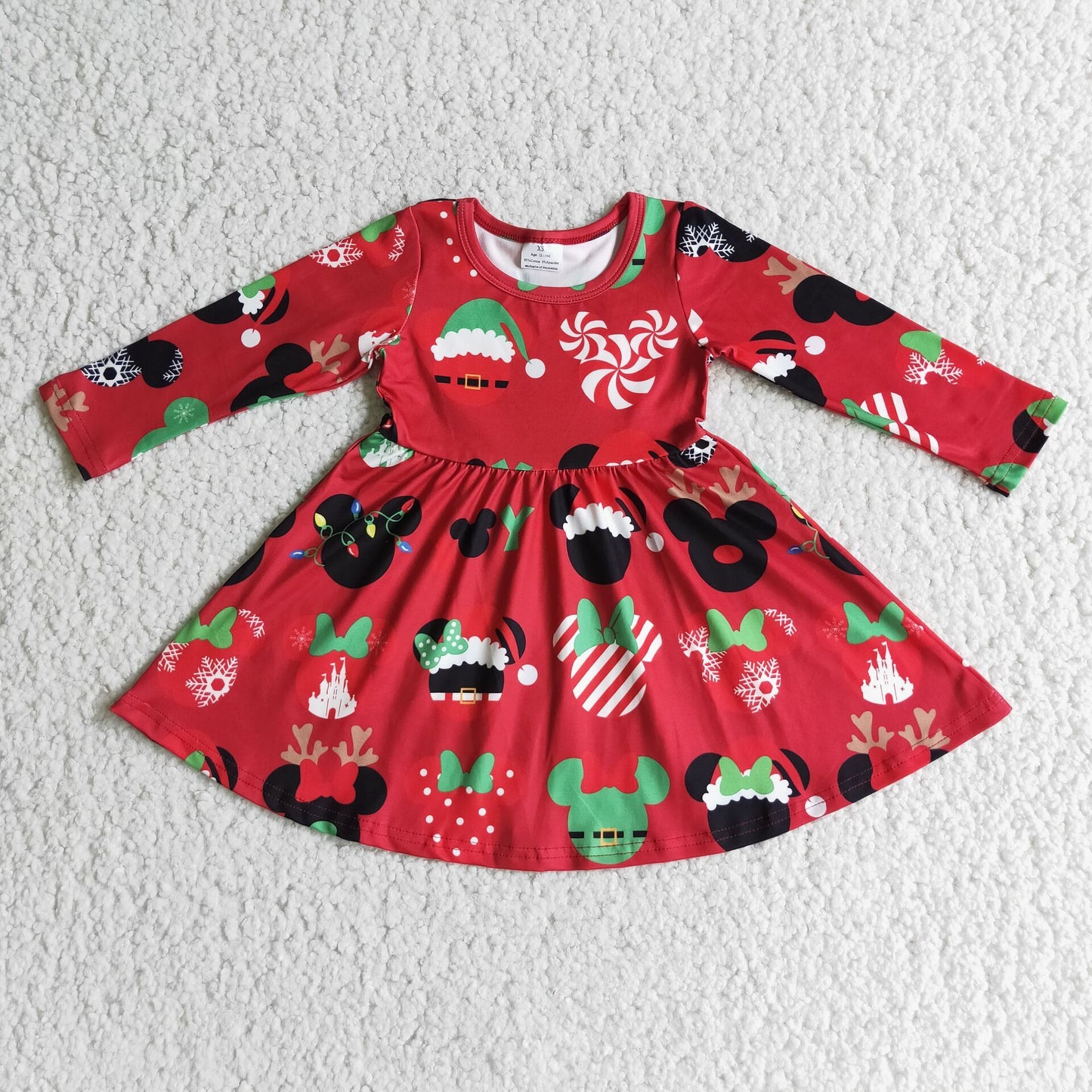 Promotion6 A11-4 long sleeve mouse christmas girl dress RTS 1202