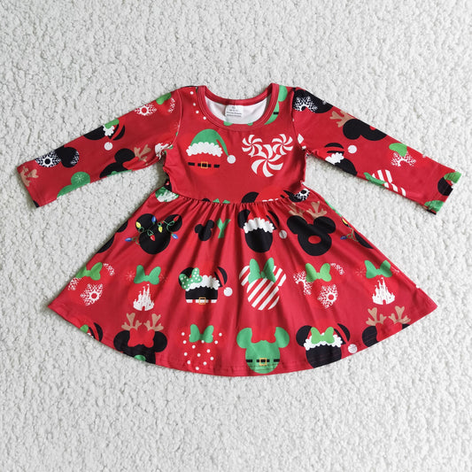 Promotion6 A11-4 long sleeve mouse christmas girl dress RTS 1202