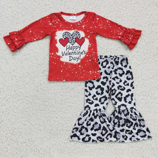 promotion 6 A33-12 happy valentine girl red love letters long sleeve bell bottom outfits 1203 RTS