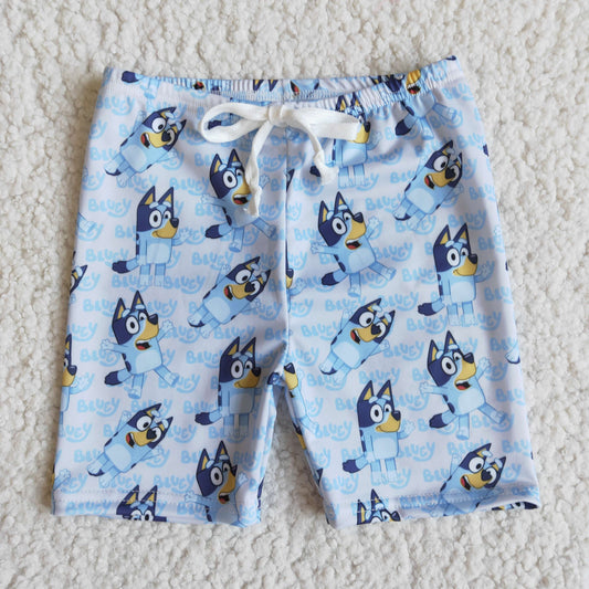 cartoon blue dogs boy shorts swimwear