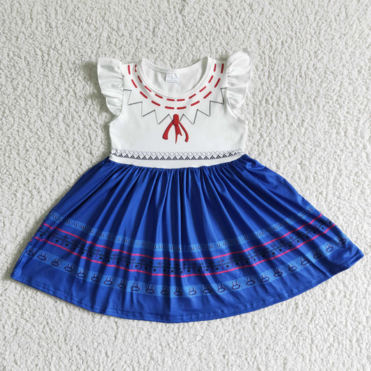 navy white magic girl flutter short sleeve dress 0329