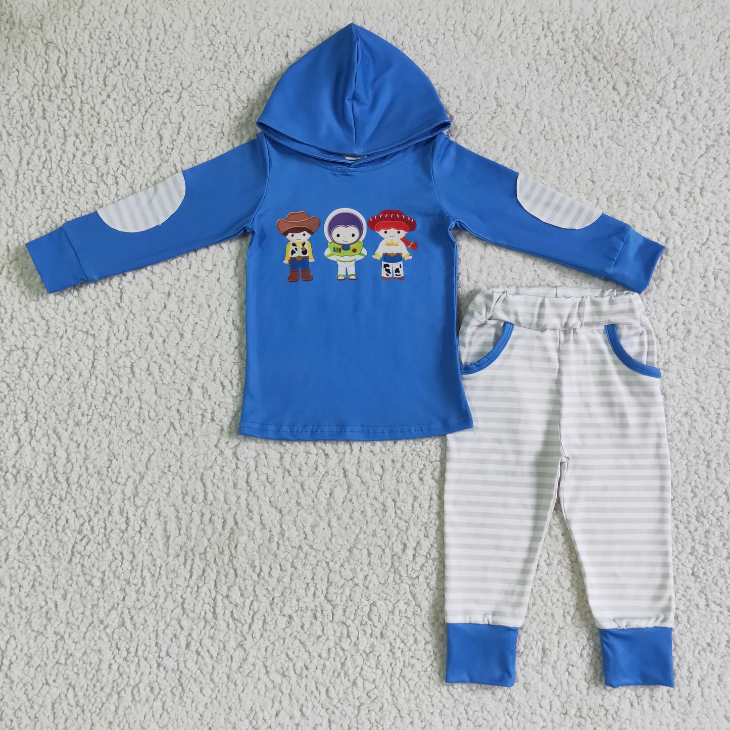 promotion BLP0099  RTS Children cartoon blue long sleeve hoodie boy outfit