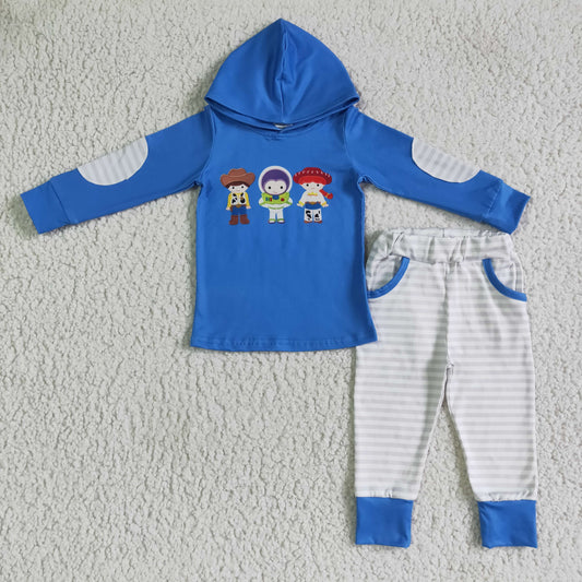promotion BLP0099  RTS Children cartoon blue long sleeve hoodie boy outfit