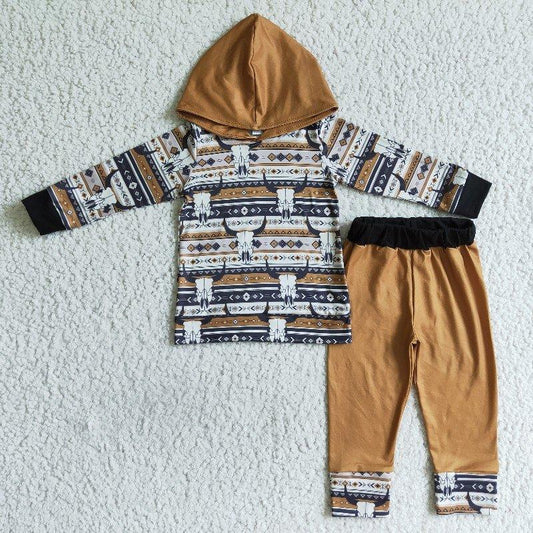 promotion BLP0029 RTS yellow hoodie cow long sleeve jogger pants boy outfit 1201 BLP0029