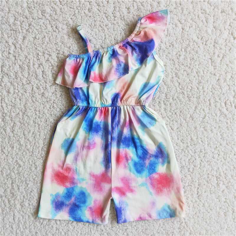 colorful pink blue tiedied bleaching sling overall belt sling jumpsuit 20230404 Jan