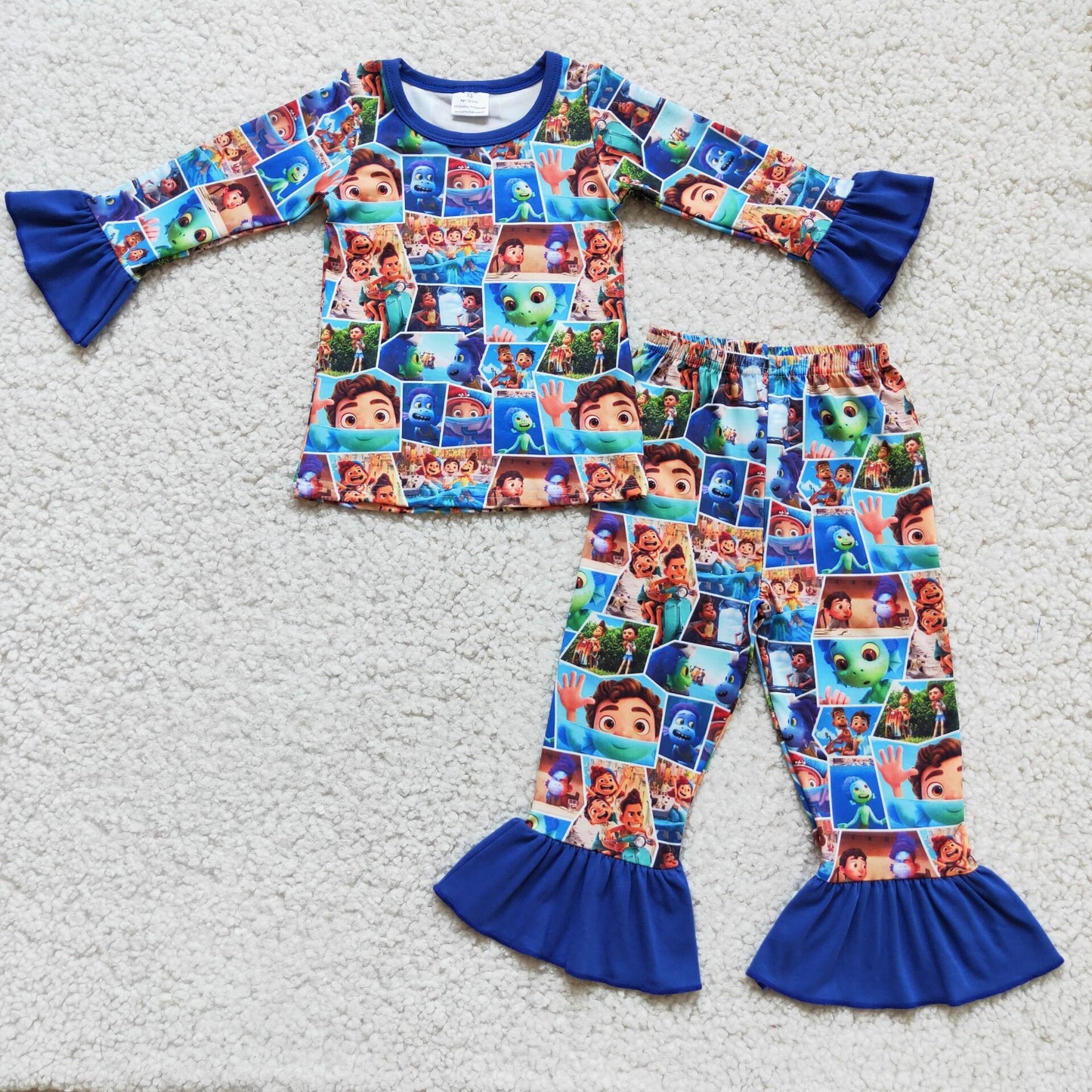 promotion 6 A17-19 blue cartoon girl long sleeve pajamas outfits