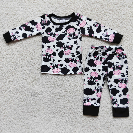 promotion boy cow farm print long sleeve pajamas outfits