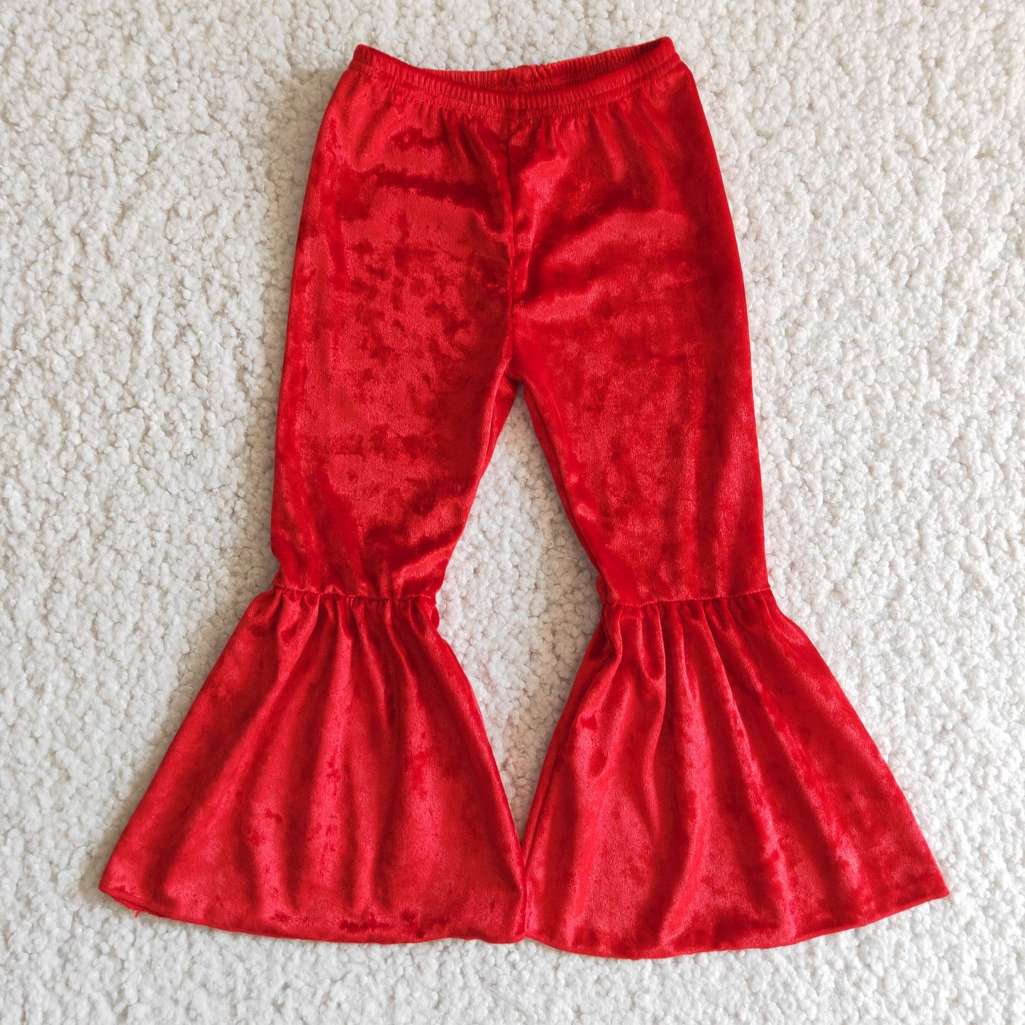 girl bell bottom red velvet pants